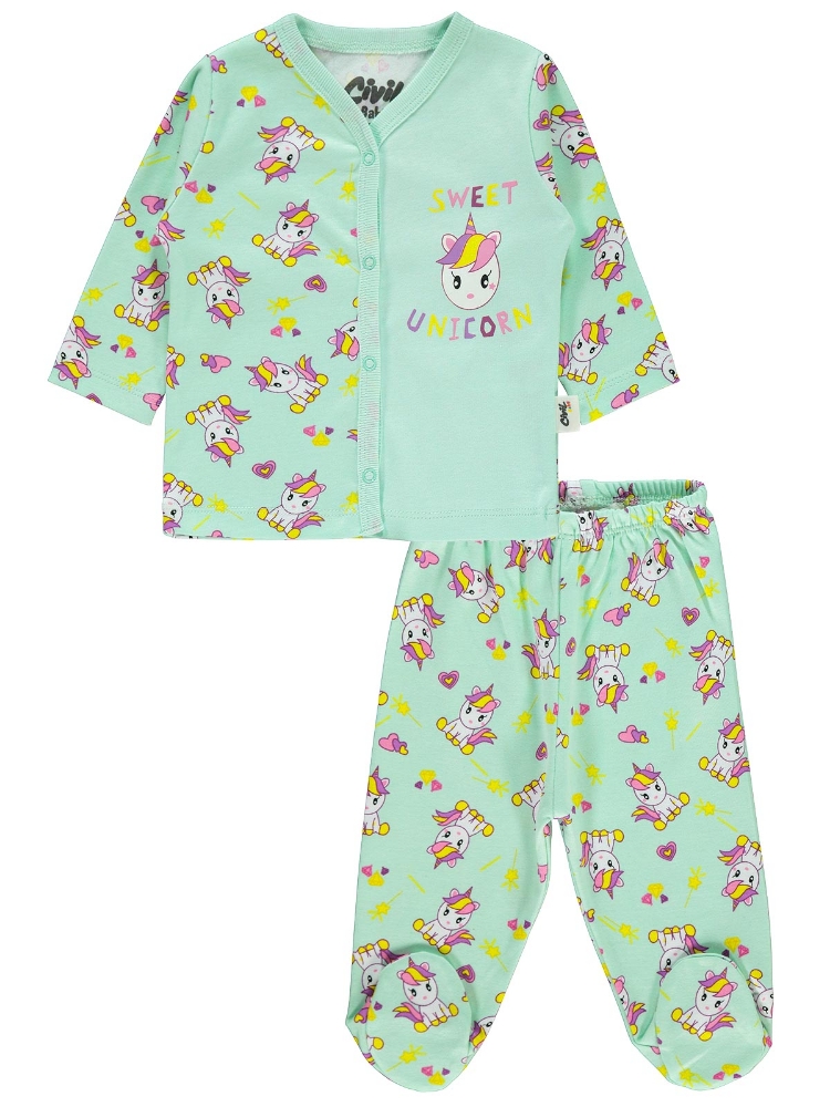 Picture of Wholesale - Civil Baby - Lilac-Light Pink - Baby Girl-Pajama Set-62-68 Month (1-1) 2 Pieces 