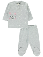 Picture of Wholesale - Civil Baby - Greymarl - Baby Girl-Pajama Set-56-62-68 Month(1-1-1) 3 Pieces 