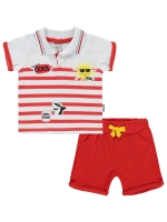 Picture of Wholesale - Minidünya Tekstil - Red - Baby Boy-Sets-68-74-80-86 Month (1-1-1-1) 4 Pieces 