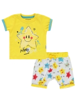 Picture of Wholesale - Minidünya Tekstil - Yellow-Black - Baby Boy-Sets-68-74-80-86 Month (1-1-1-1) 4 Pieces 
