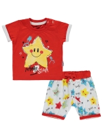 Picture of Wholesale - Minidünya Tekstil - Red - Baby Boy-Sets-68-74-80-86 Month (1-1-1-1) 4 Pieces 
