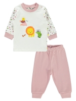 Resim Toptan - Civil Baby - Pudra - Bebek Uniseks-Pijama Takımı-56-62-68-74 (1-1-1-1) 4 Adet 