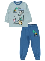 Picture of Wholesale - Civil Boys - Soft Blue - Boys-Pajama Set-2-3-4-5 Year (1-1-1-1) 4 Pieces 