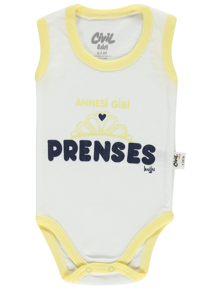 Picture of Wholesale - Civil Baby - Yellow-Black - Baby Girl-Snapsuit-56-62-68-74-80-86 (1-1-1-1-1-1) 6 Pieces 