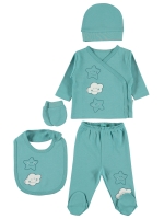 Picture of Wholesale - Civil Baby - Light Petrol - Baby Unisex-Snapsuit Sets-50 Month (Of 4) 4 Pieces 