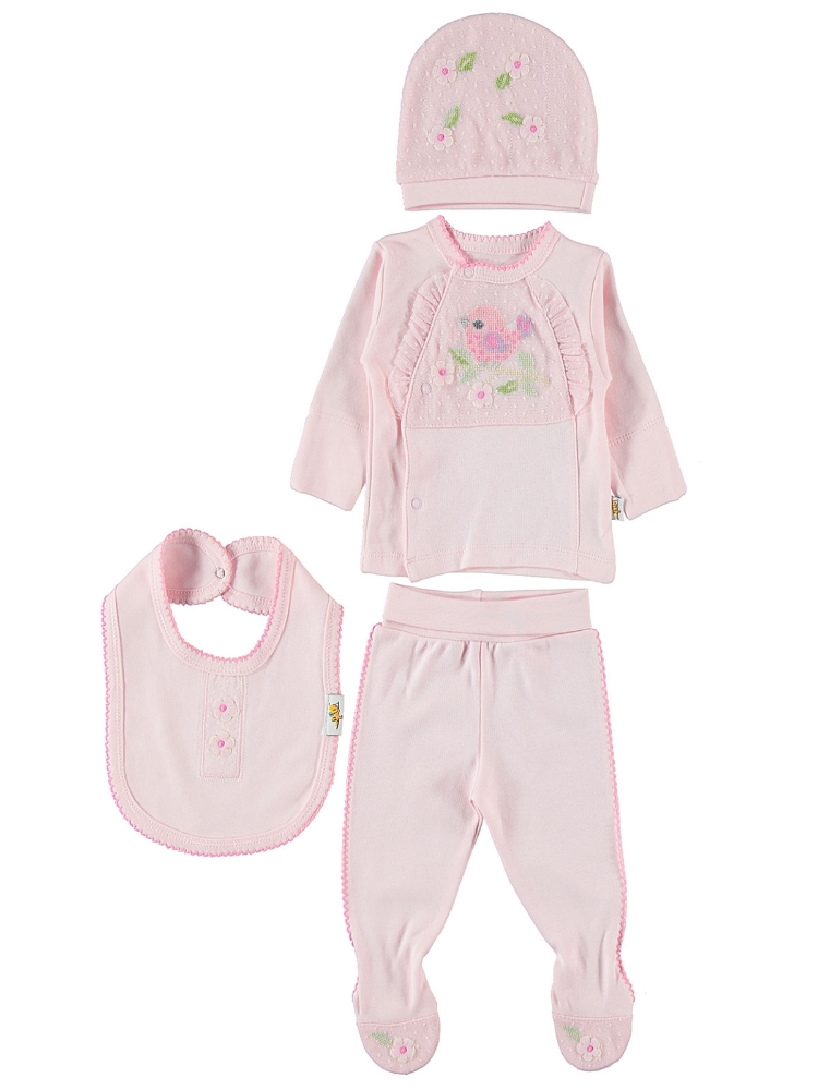 Picture of Wholesale - Minidamla-Lüks Tekin - Pink - Baby Girl-Snapsuit Sets-50 Month (Of 2 ) 2 Pieces 