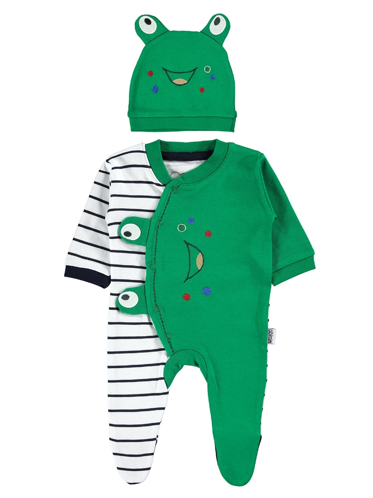 Picture of Wholesale - Minidamla-Lüks Tekin - Green - Baby Unisex-Bodysuit-50-56 (1-1) 2 Pieces 