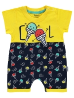 Picture of Wholesale - Minidünya Tekstil - Yellow-Black - Baby Boy-Bodysuit-62-68-74-80 Month ( 1-1-1-1) 4 Pieces 