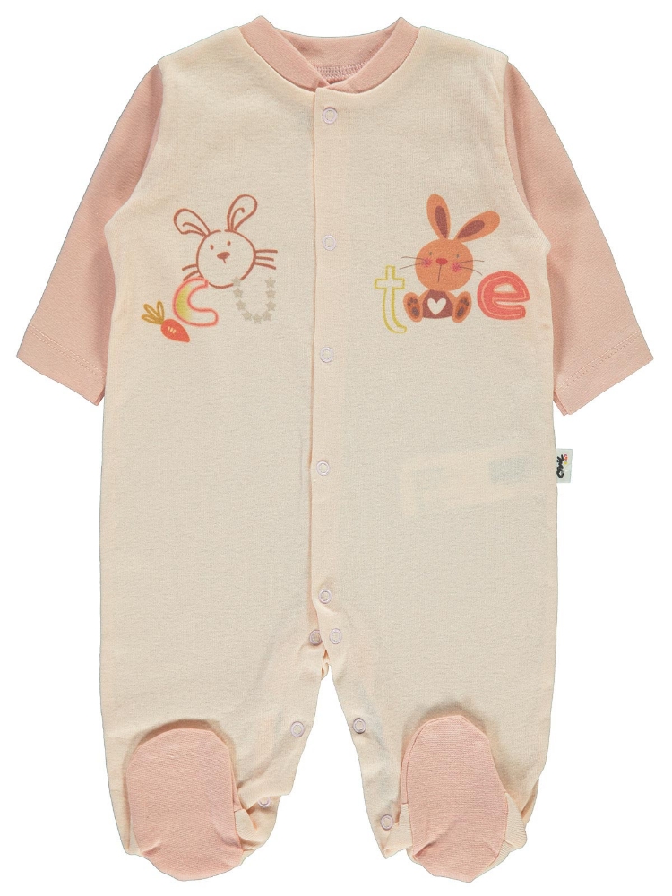 Picture of Wholesale - Civil Baby - Somon-Powder - Baby Girl-Bodysuit-50-62-68 (1-1-1) 3 Pieces 