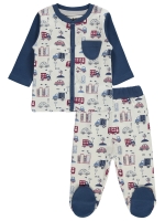 Picture of Wholesale - Civil Baby - Indigo - Baby Boy-Pajama Set-56-62-68 Month(1-1-1) 3 Pieces 