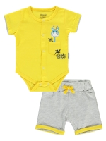 Picture of Wholesale - Minidünya Tekstil - Yellow-Black - Baby Boy-Sets-62-68-74-80 Month ( 1-1-1-1) 4 Pieces 