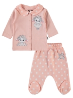 Resim Toptan - Civil Baby - Pudra - Bebek Kız-Pijama Takımı-56-62-68-74 (1-1-1-1) 4 Adet 