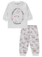 Picture of Wholesale - Civil Baby - Ecru - Baby Girl-Pajama Set-56-62-68-74 (1-1-1-1) 4 Pieces 
