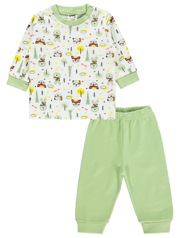 Picture of Wholesale - Civil Baby - Green - -Pajama Set-56-62-68-74 (1-1-1-1) 4 Pieces 