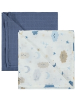 Picture of Wholesale - Civil Baby - Ecru-Indigo - Baby-Blanket And Swaddle-S Size (Of 3) 3 